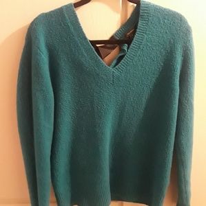 Women's sweater with black ribbon tie in the back